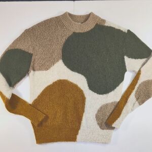 Everlane Oversized Alpaca Crew Sweater in Neutral Camo